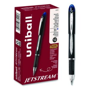 Jetstream Hybrid Gel Pen, Stick, Bold 1 mm, Blue Ink, Black/Silver/Blue Barrel