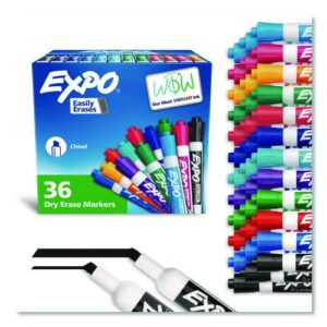Low Odor Dry Erase Vibrant Color Markers, Broad Chisel Tip, Assorted Colors, 36/Pack