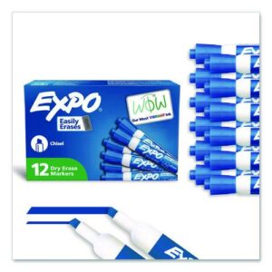 Low-Odor Dry-Erase Marker, Broad Chisel Tip, Blue, Dozen