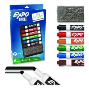 Low-Odor Dry Erase Marker and Organizer Kit, Broad Chisel Tip, Assorted Colors, 6/Set