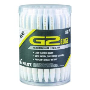 G2 Edge Premium Gel Roller Pen, Retractable, Fine 0.7 mm, Black Ink, White Barrel, 36/Pack