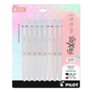 Frixion Waai Erasable Gel Pen, Retractable, Extra Fine, 0.5 mm, Assorted Ink and Barrel Colors, 8/Pack