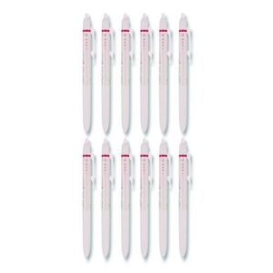 Frixion Waai Erasable Gel Pen, Retractable, Extra Fine 0.5 mm, Cherry Ink, Beige/Cherry Barrel, Dozen