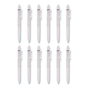 Frixion Waai Erasable Gel Pen, Retractable, Extra Fine 0.5 mm, Black Ink, Beige/Black Barrel, Dozen