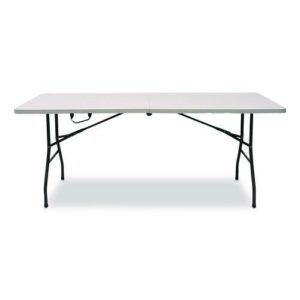 Fold in Half Plastic Folding Table, Rectangular, 72w x 29.63d x 29.25 to 37.13h, White