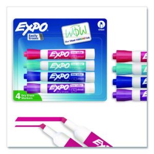 Low-Odor Dry Erase Marker, Broad Chisel Tip, Assorted Colors, 4/Pack