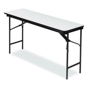 OfficeWorks Commercial Wood-Laminate Folding Table, Rectangular, 60" x 18" x 29", Gray Top, Charcoal Base