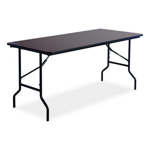 OfficeWorks Classic Wood-Laminate Folding Table, Curved Legs, Rectangular, 60" x 30" x 29", Walnut - Image 4