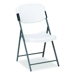Rough n Ready Commercial Folding Chair, Supports Up to 350 lb, 15.25" Seat Height, Platinum Seat, Platinum Back, Black Base