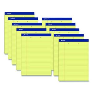 Perforated Writing Pads, Wide/Legal Rule, 50 Canary Yellow 8.5 x 11.75 Sheets, Dozen