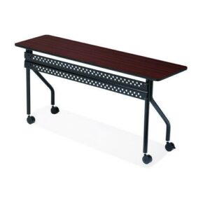 OfficeWorks Mobile Training Table, Rectangular, 60" x 18" x 29", Mahogany/Black