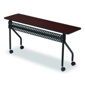 OfficeWorks Mobile Training Table, Rectangular, 72" x 18" x 29", Mahogany/Black