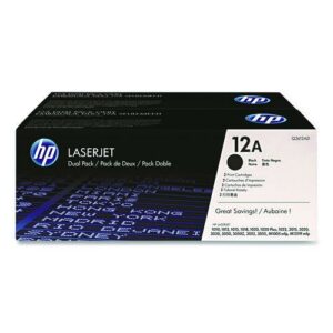 HP 12A, (Q2612D) 2-Pack Black Original LaserJet Toner Cartridges