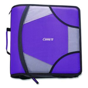 King Size Mighty Zip Tab Binder, 3 Rings, 4" Capacity, 11 x 8.5, Purple