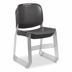 8500 Series Ultra-Compact Plastic Stack Chair, Supports Up to 500 lbs, 17" Seat Height, Gray Seat/Back, Chrome Base, 4/Pack