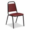 9100 Series Vinyl Upholstered Stack Chair, Supports Up to 300 lbs, 18" Seat Height, Burgundy Seat/Back, Black Base, 4/Pack - Image 2