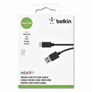 MIXIT Micro USB ChargeSync Cable, 4 ft, Black
