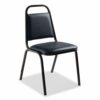 9100 Series Vinyl Upholstered Stack Chair, Supports 300 lbs, 18" Seat Height, Midnight Blue Seat/Back, Black Base, 4/Pack - Image 2