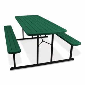 Blow Molded Folding Picnic Table, Rectangular, 57w x 72d x 29.5h, Green Top, Black Base/Legs
