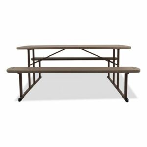 Blow Molded Folding Picnic Table, Rectangular, 57w x 72d x 29.5h, Brown Top, Brown Base/Legs