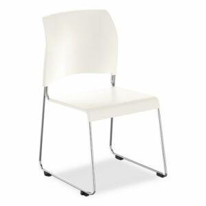 8800 Series Cafetorium Plastic Stack Chair, Supports Up to 500 lb, 18" Seat Height, White Seat/Back, Chrome Base, 4/Pack