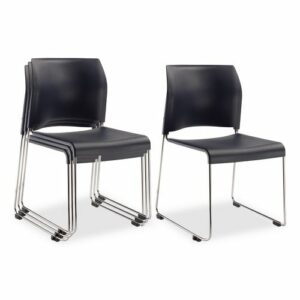 8800 Series Cafetorium Plastic Stack Chair, Supports Up to 500 lb, 18" Seat Height, Blue Seat/Back, Chrome Base, 4/Pack