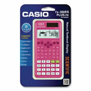 FX-300ES Plus 2nd Edition Scientific Calculator, 16-Digit LCD, Pink