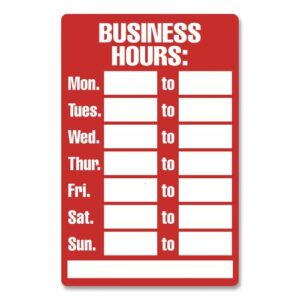 Open/Closed Business Hours Sign Kit, 8 x 12, Red