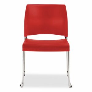 8800 Series Cafetorium Plastic Stack Chair, Supports Up to 500 lb, 18" Seat Height, Red Seat, Red Back, Chrome Base, 4/Pack