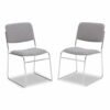 8600 Series Fabric Padded Signature Stack Chair, Supports Up to 500 lb, 19" Seat Height, Gray Seat/Back, Chrome Base, 2/Pack