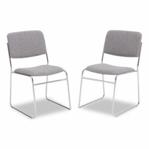 8600 Series Fabric Padded Signature Stack Chair, Supports Up to 500 lb, 19" Seat Height, Gray Seat/Back, Chrome Base, 2/Pack