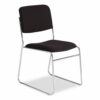 8600 Series Fabric Padded Signature Stack Chair, Supports Up to 500 lb, 19" Seat Ht, Black Seat/Back, Chrome Base, 2/Pack - Image 2