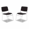 8600 Series Fabric Padded Signature Stack Chair, Supports Up to 500 lb, 19" Seat Ht, Black Seat/Back, Chrome Base, 2/Pack
