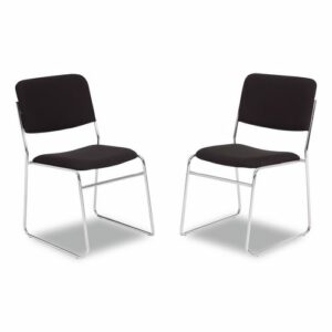 8600 Series Fabric Padded Signature Stack Chair, Supports Up to 500 lb, 19" Seat Ht, Black Seat/Back, Chrome Base, 2/Pack