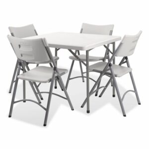 Heavy-Duty Folding Table and Folding Chair Set, Speckled Gray, Square, 36" x 36" x 29.5", Speckled Gray Top, Gray Legs