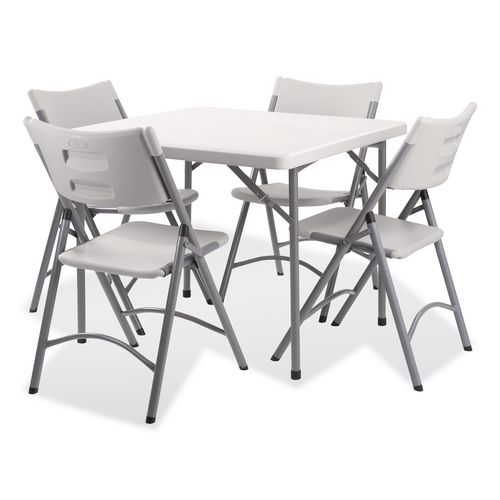 Heavy-Duty Folding Table and Folding Chair Set, Speckled Gray, Square, 36" x 36" x 29.5", Speckled Gray Top, Gray Legs