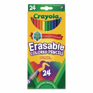 Erasable Color Pencil Set, 3.3 mm, 2B, Assorted Lead and Barrel Colors, 24/Pack