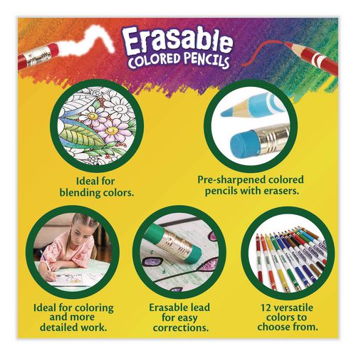 Erasable Color Pencil Set, 3.3 mm, 2B, Assorted Lead and Barrel Colors, Dozen - Image 3