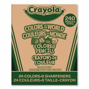 Colors of the World Colored Pencils Classpack Set, 24 Assorted Lead and Barrel Colors, 240/Pack