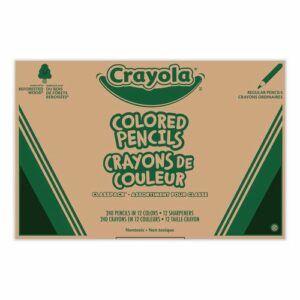 Color Pencil Classpack Set with (240) Pencils and (12) Pencil Sharpeners, 3.3 mm, 2B, Assorted Lead and Barrel Colors, 240/BX