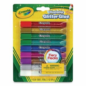 Washable Glitter Glue, 0.35 oz, Assorted Colors, 9/Pack