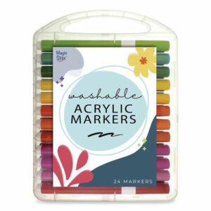 Washable Acrylic Markers, Fine Bullet Tip, Assorted Colors, 24/Pack
