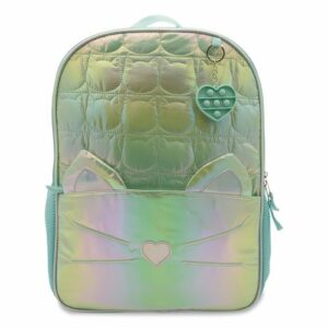 Iridescent Cat Backpack, 12" x 5" x 16", Iridescent Aqua