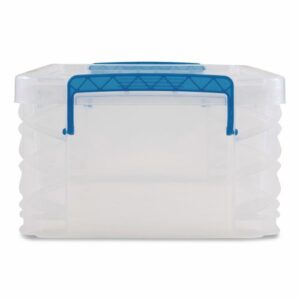 Super Stacker Lift-Off Lid Storage Tote, 14.25 x 10.3 x 6.5, Transparent/Blue