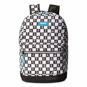 Checkered Multiplier Backpack, Accommodates Laptops Up to 14.9", 12" x 7" x 18", Black/White
