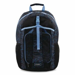 Bijoux Deluxe Backpack and Lunch Bag Bundle, 15.5" Laptop Sleeve, 12" x 8" x 18.5" and 7.5" x 4.25" x 9", Black/Blue Camo
