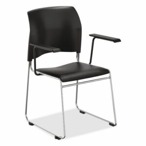 8700 Series Cafetorium Chair With Armrests, Supports Up to 500 lb, 18" Seat Height, Black Seat/Back, Chrome Base, 8/Pack
