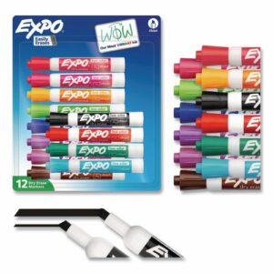 Low Odor Dry Erase Vibrant Color Markers, Broad Chisel Tip, Assorted Colors, 12/Set
