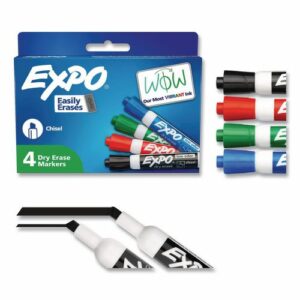 Low-Odor Dry-Erase Marker, Medium Bullet Tip, Assorted Colors, 4/Set