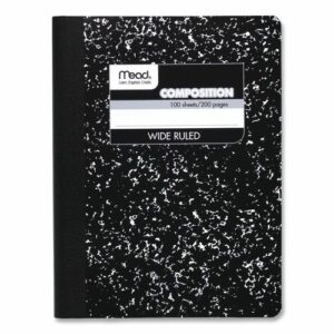 Composition Book, Wide/Legal Rule, Black Cover, (100) 9.75 x 7.5 Sheets